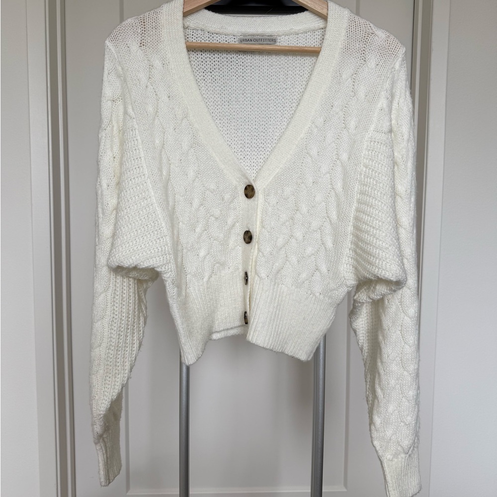 Women's White Cable Knit Sweater